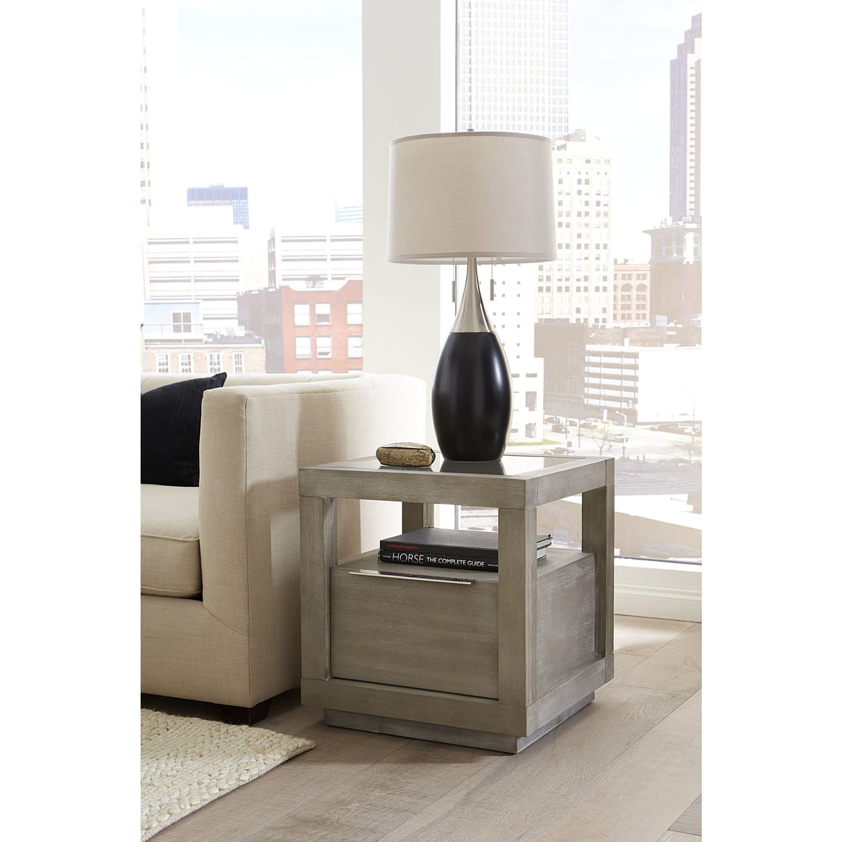 Oxford One-Drawer End Table in Mineral by Modus Furniture at Eve Furniture