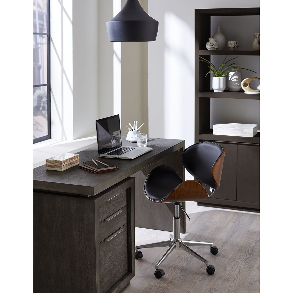 Oxford Single Pedestal Desk in Basalt Grey by Modus Furniture at Eve Furniture