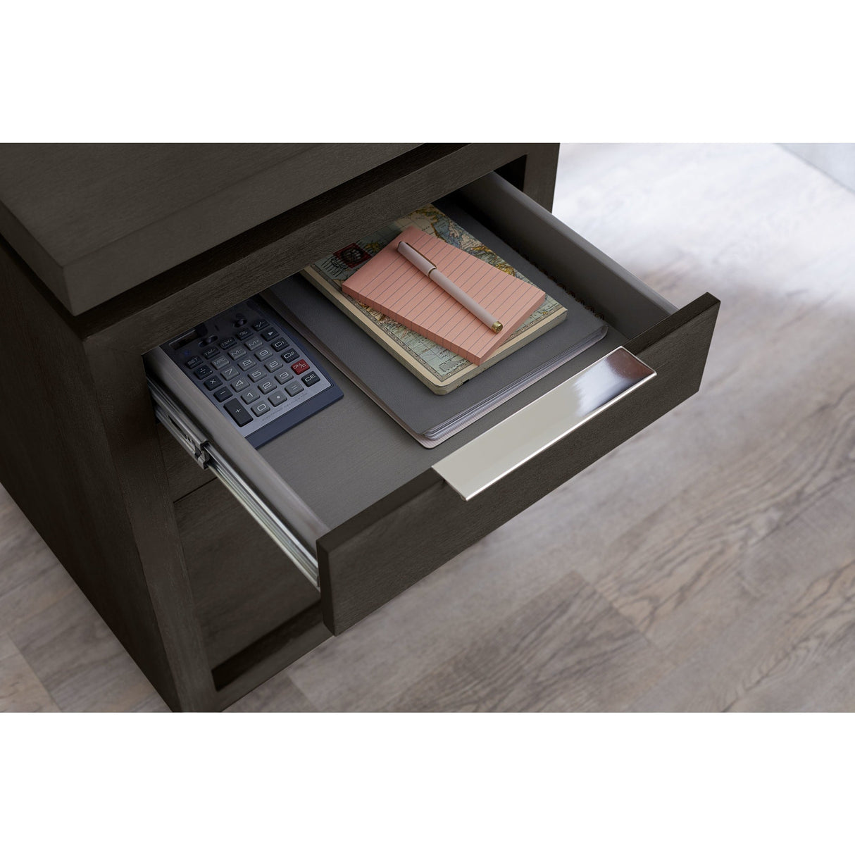 Oxford Single Pedestal Desk in Basalt Grey by Modus Furniture at Eve Furniture