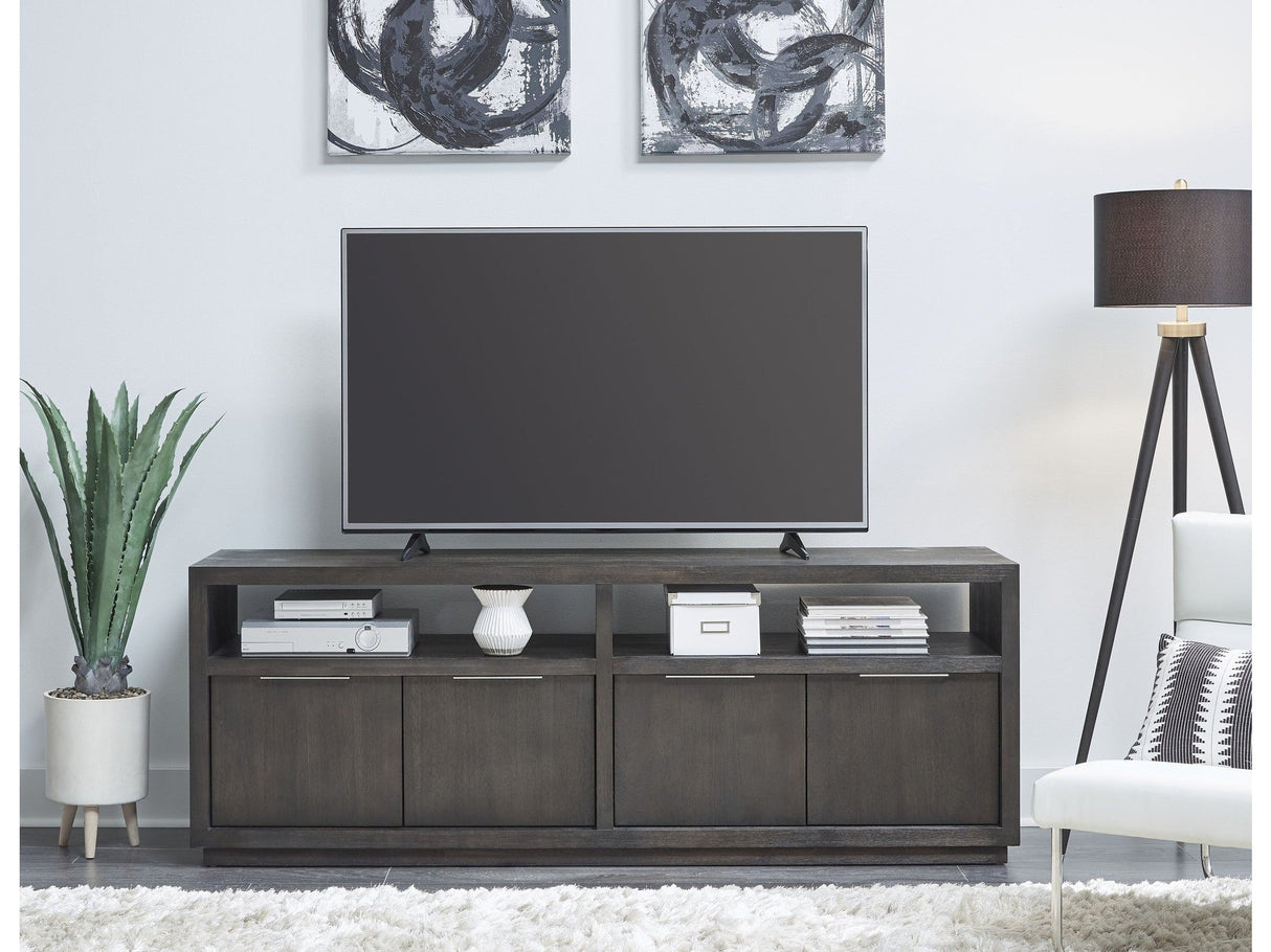 Oxford Solid Wood 74 inch Media Console in Basalt Grey by Modus Furniture at Eve Furniture