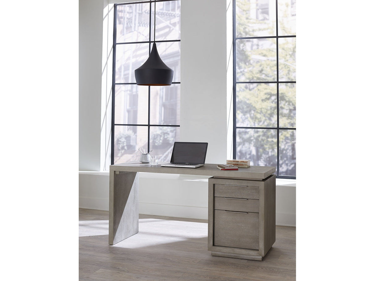 Oxford Three-Drawer Single Pedestal Desk in Mineral by Modus Furniture at Eve Furniture