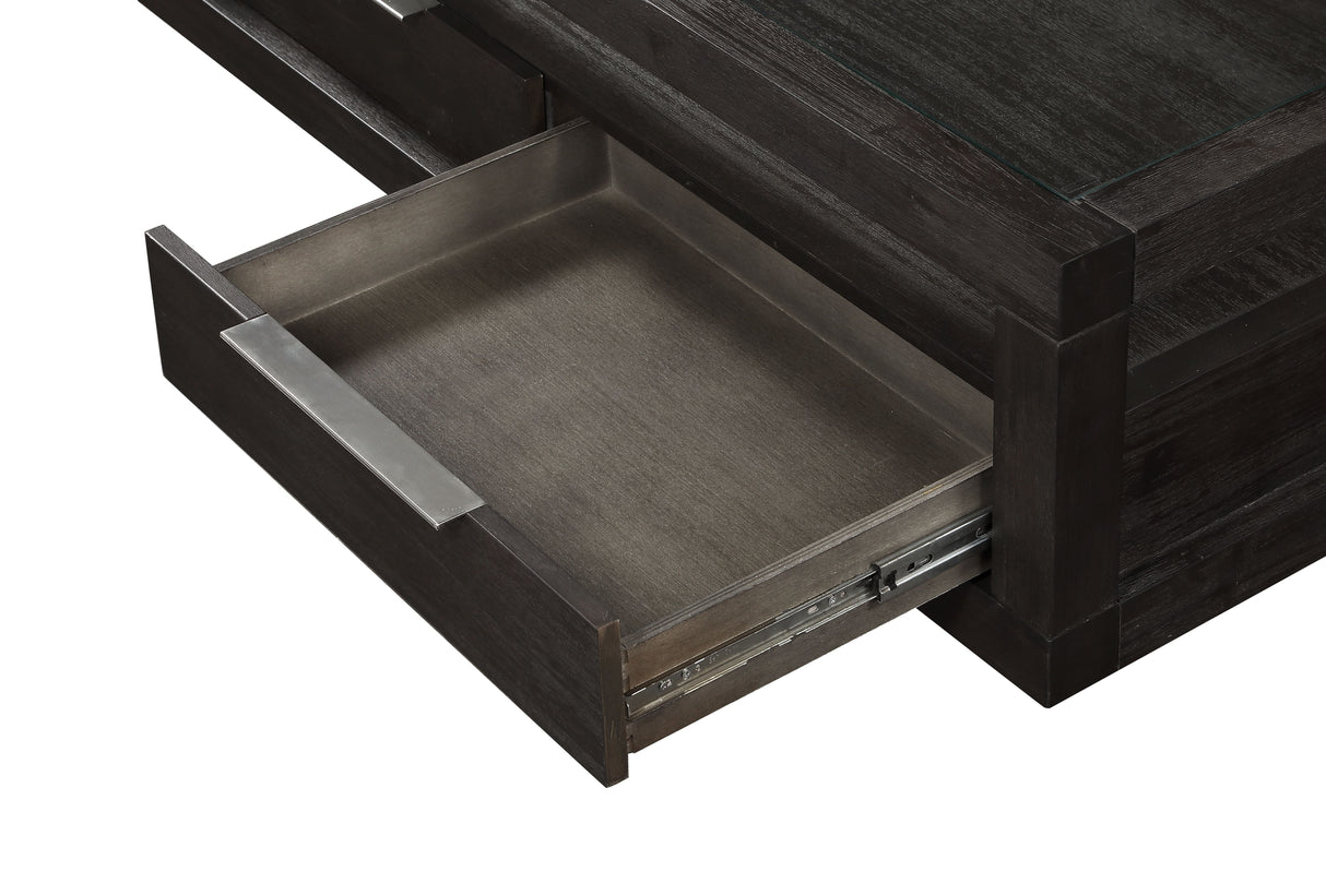 Oxford Two Drawer Rectangular Coffee Table in Basalt Grey by Modus Furniture at Eve Furniture