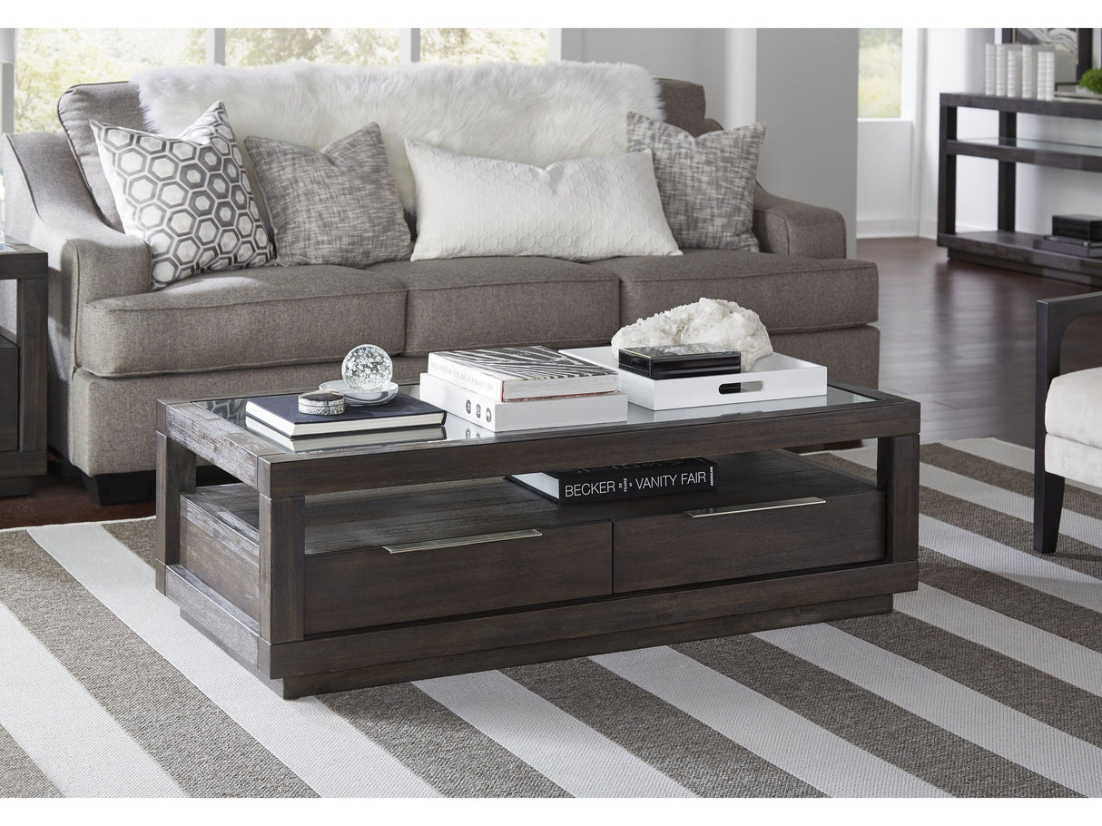 Oxford Two Drawer Rectangular Coffee Table in Basalt Grey by Modus Furniture at Eve Furniture
