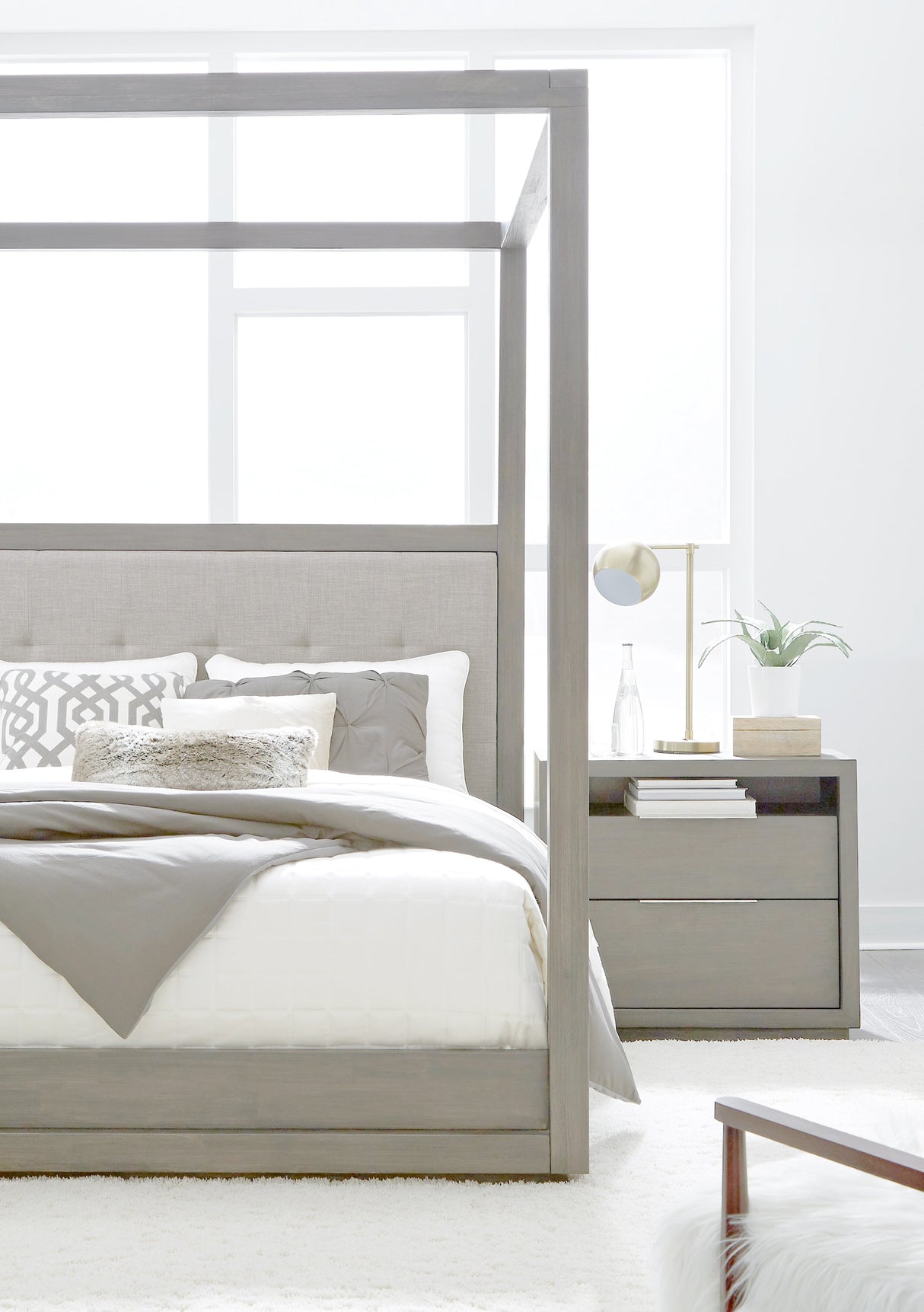 Oxford Upholstered California King Canopy Bed in Mineral by Modus Furniture at Eve Furniture