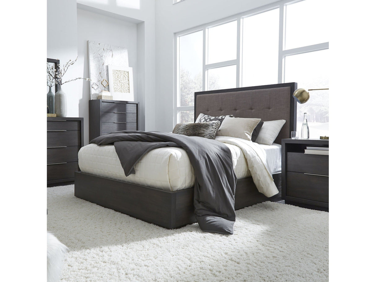Oxford Upholstered Platform Bed in Dolphin (59") by Modus Furniture at Eve Furniture