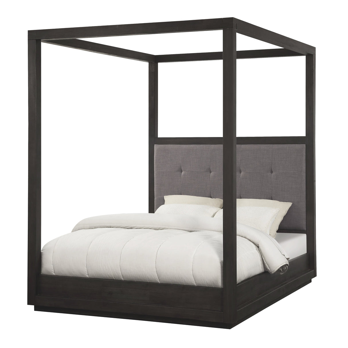 Oxford Upholstered Queen Canopy Bed in Dolphin by Modus Furniture at Eve Furniture