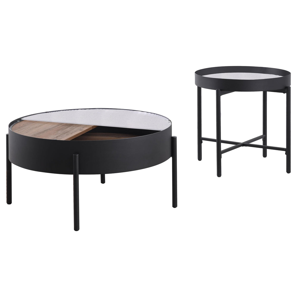 Ozella Sandy Black 2-Piece Round Coffee and End Table Set by Coaster at Eve Furniture