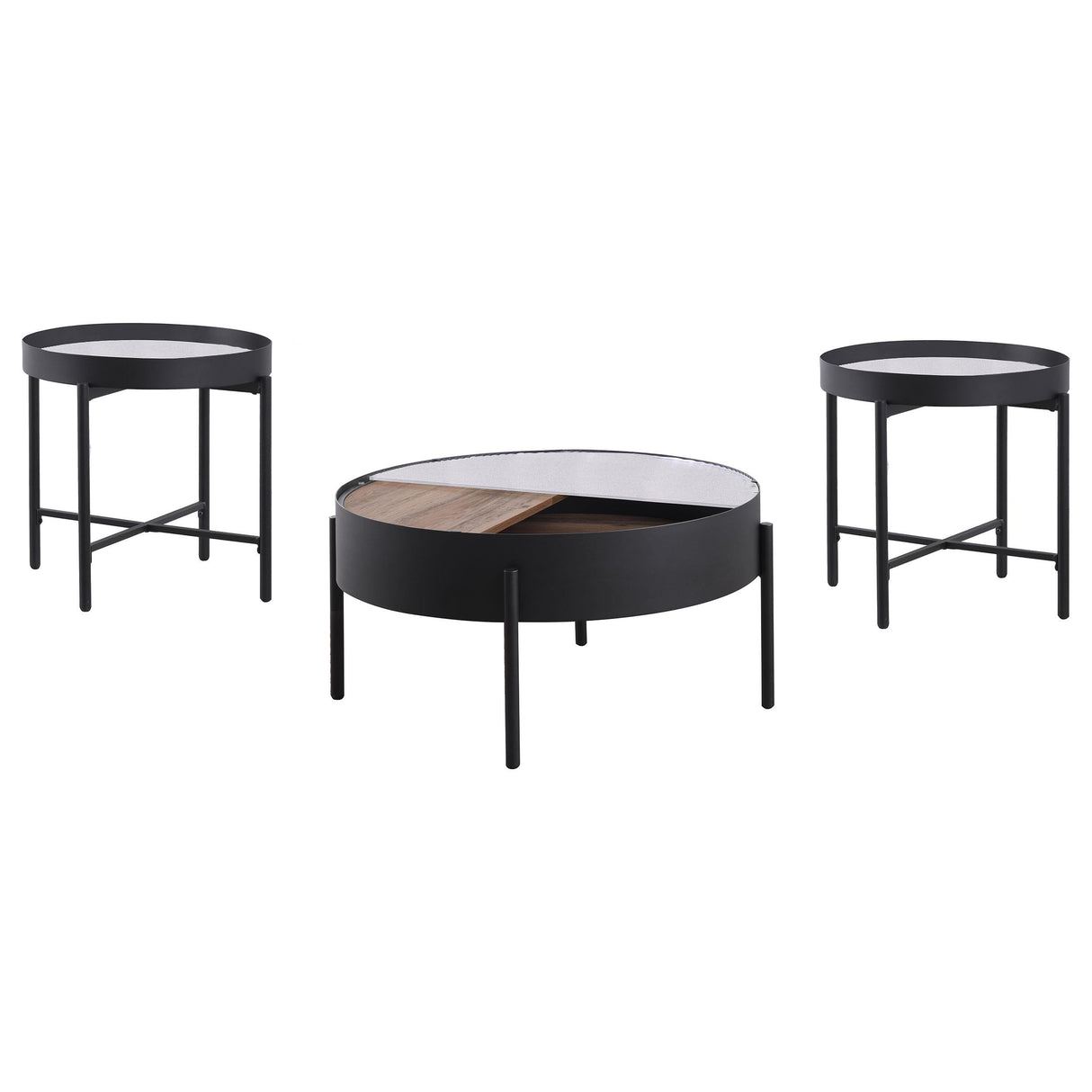 Ozella Sandy Black 3-Piece Round Coffee and End Table Set by Coaster at Eve Furniture