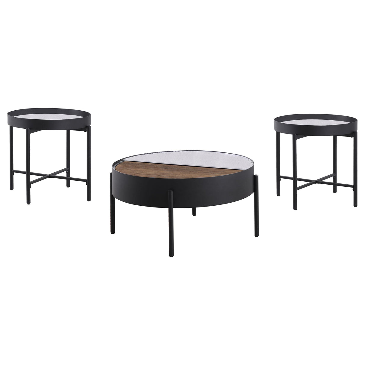 Ozella Sandy Black 3-Piece Round Coffee and End Table Set by Coaster at Eve Furniture