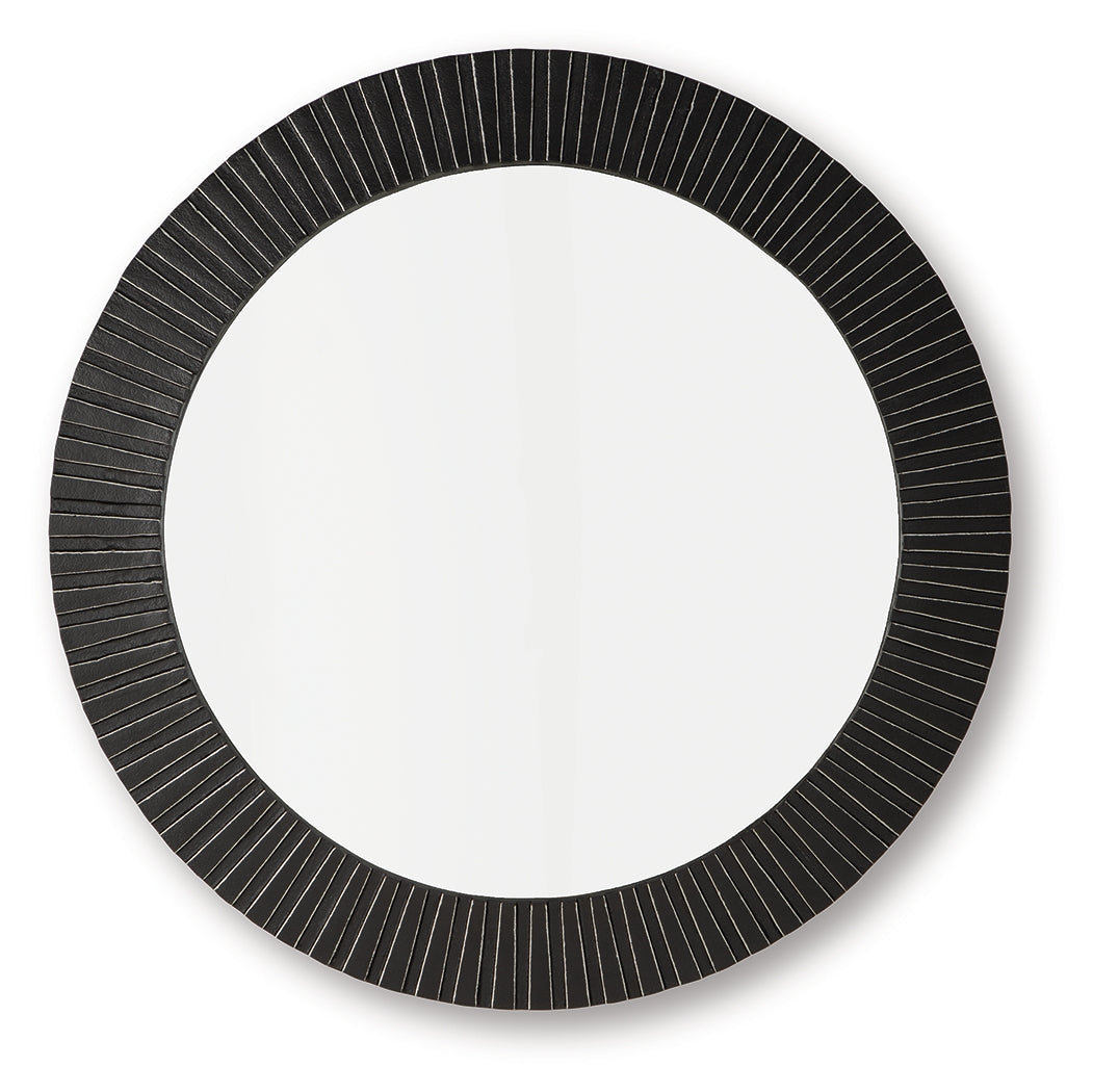 Ozias Black Accent Mirror by Ashley at Eve Furniture