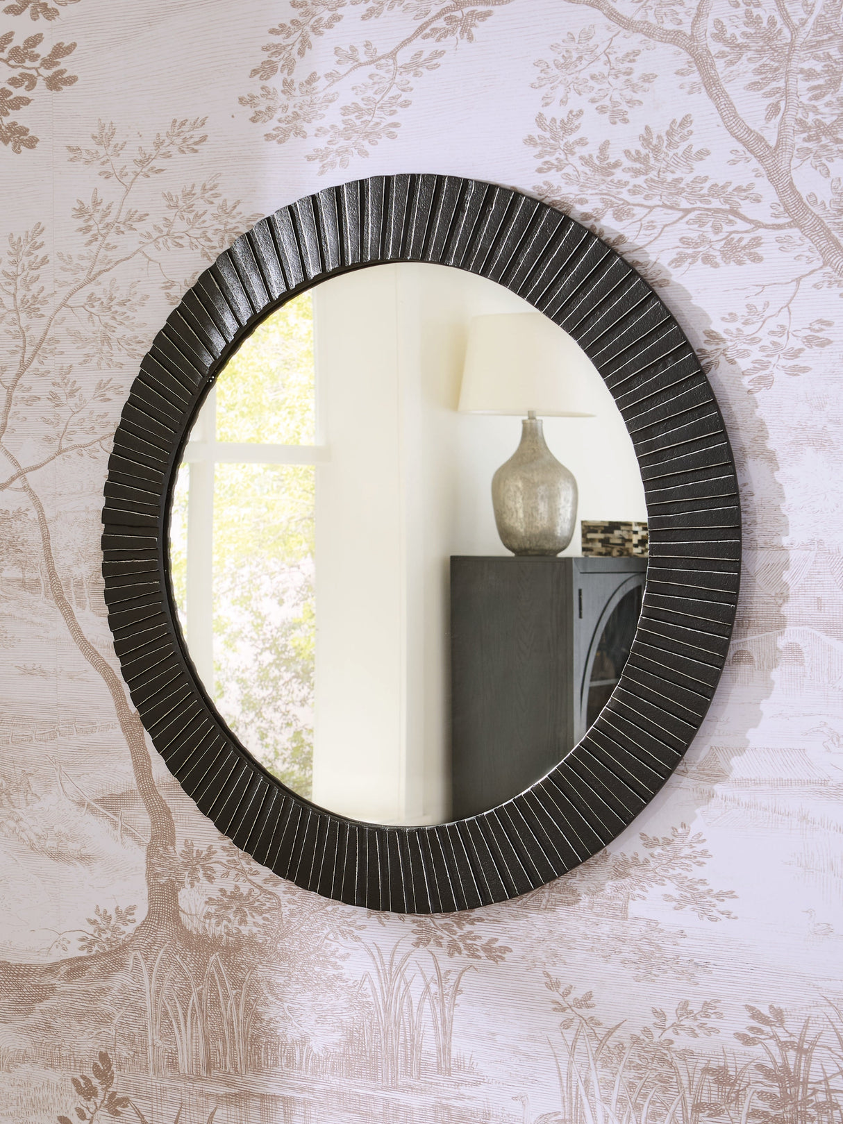 Ozias Black Accent Mirror by ASHLEY FURNITURE at Eve Furniture