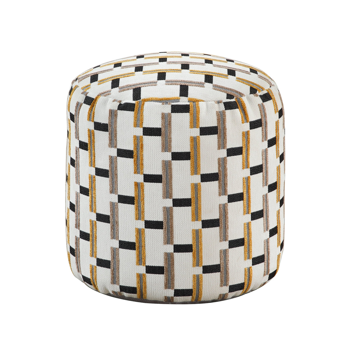 Easley Multi-Color Cylindrical Linear-Pattern Jacquard Pouf (no Wooden Frame)