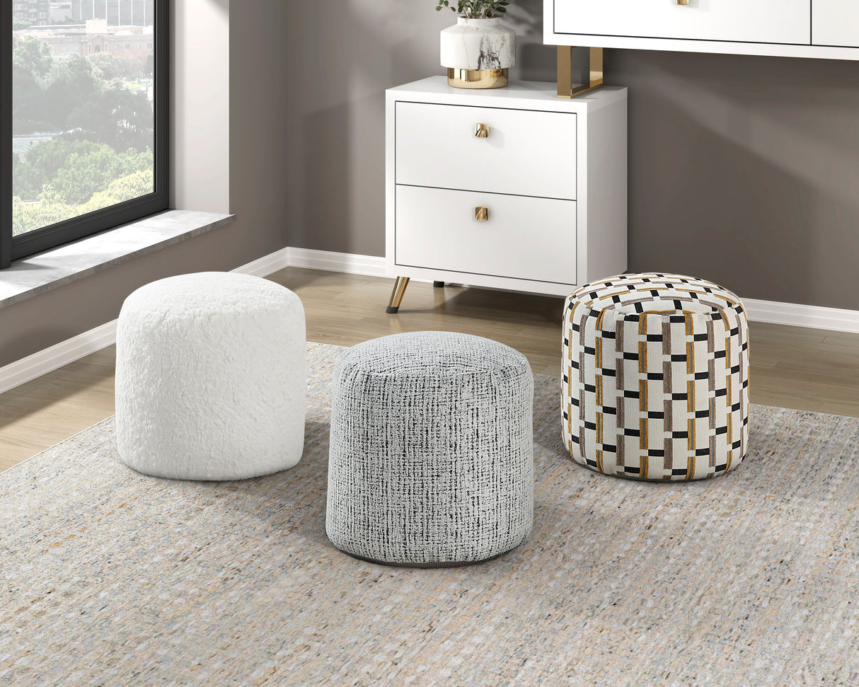 Easley Multi-Color Cylindrical Linear-Pattern Jacquard Pouf (no Wooden Frame)