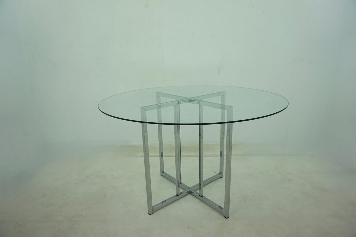 Pace Chrome 48-inch Round Glass Top Dining Table by Coaster at Eve Furniture