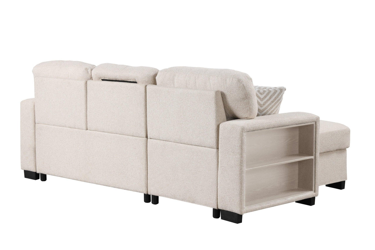Pacific Beige Reversible Sectional With Pull-Out Bed by Happy Homes at Eve Furniture