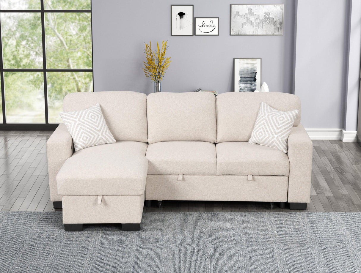 Pacific Beige Reversible Sectional With Pull-Out Bed by Happy Homes at Eve Furniture