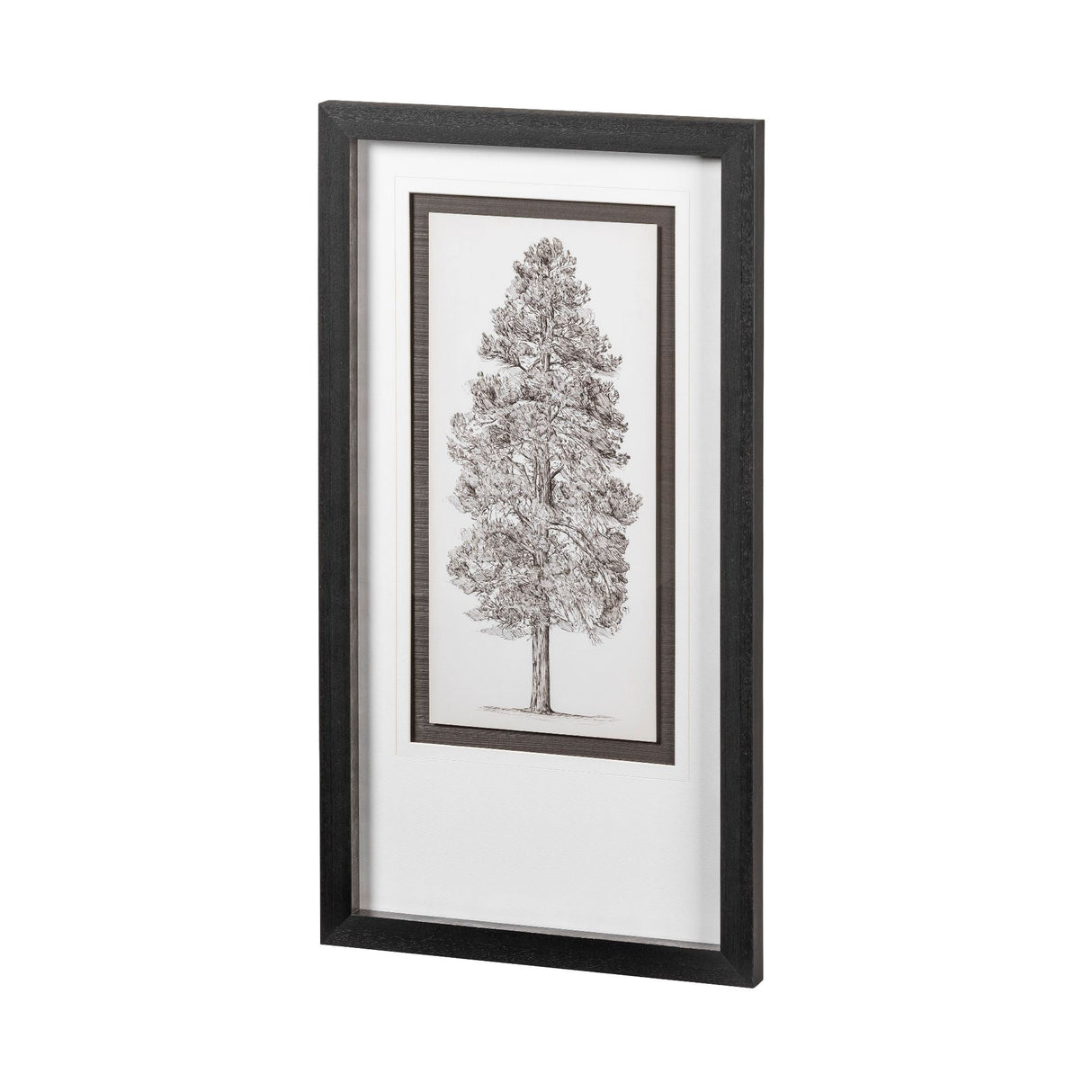 Pacific North West Tree Sketch III Melissa Wang Hand Embellished Framed Art Print Matted under Glass by Mercana at Eve Furniture
