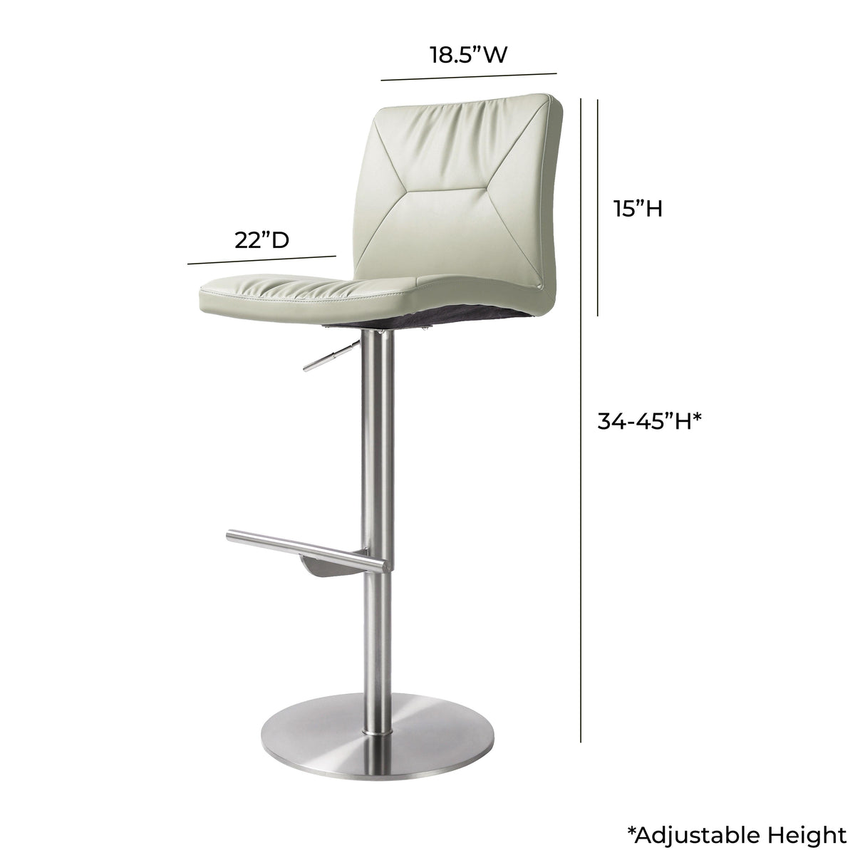 Paddy Performance Vegan Leather Adjustable Stool by TOV Furniture at Eve Furniture