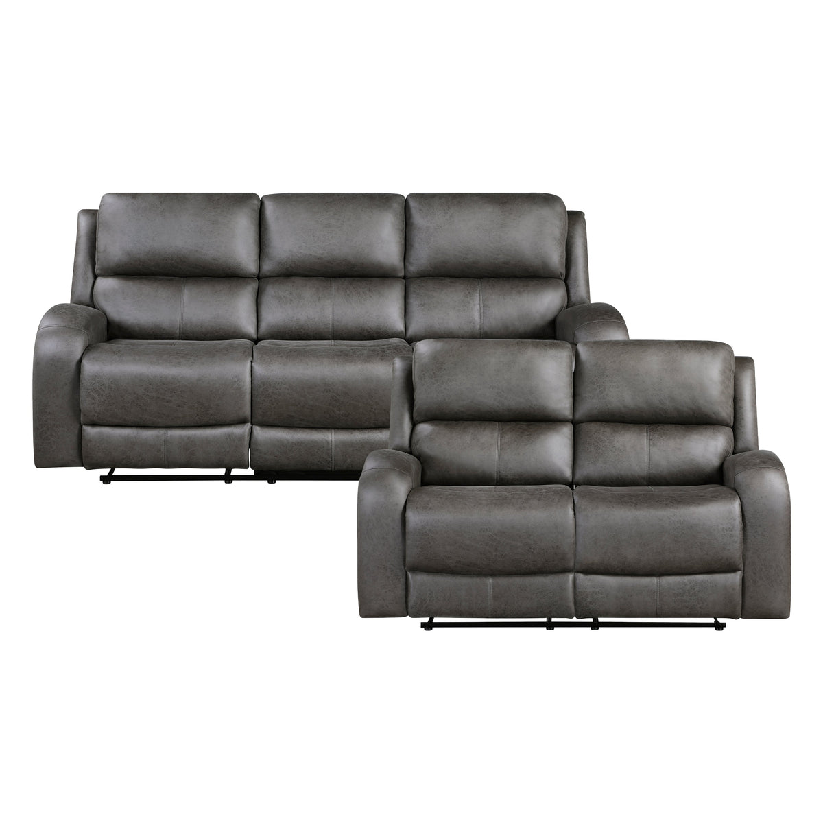 Pagosa Gray 2-Piece Double Reclining Set by Homelegance at Eve Furniture