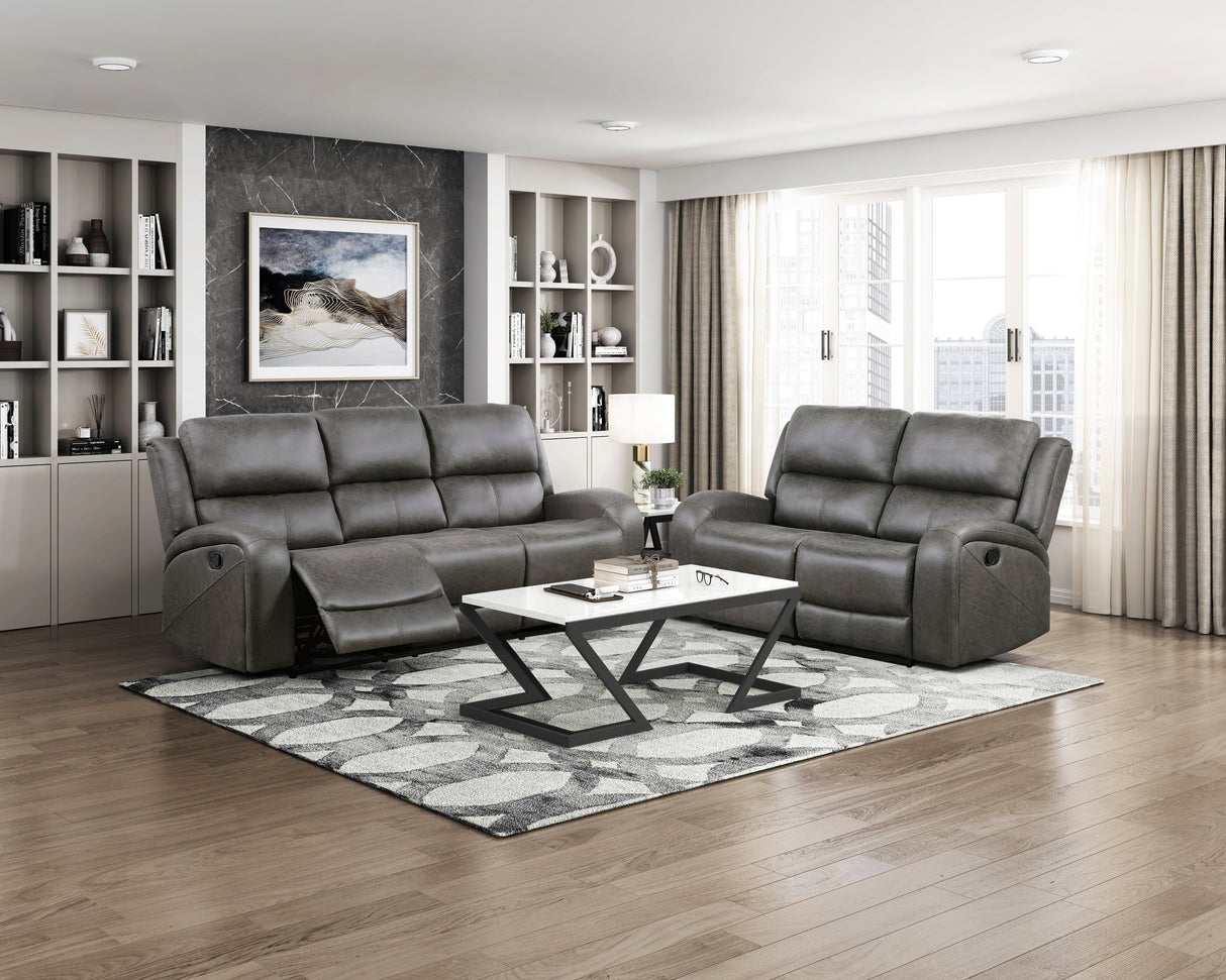 Pagosa Gray Double Reclining Living Room Set by Homelegance at Eve Furniture