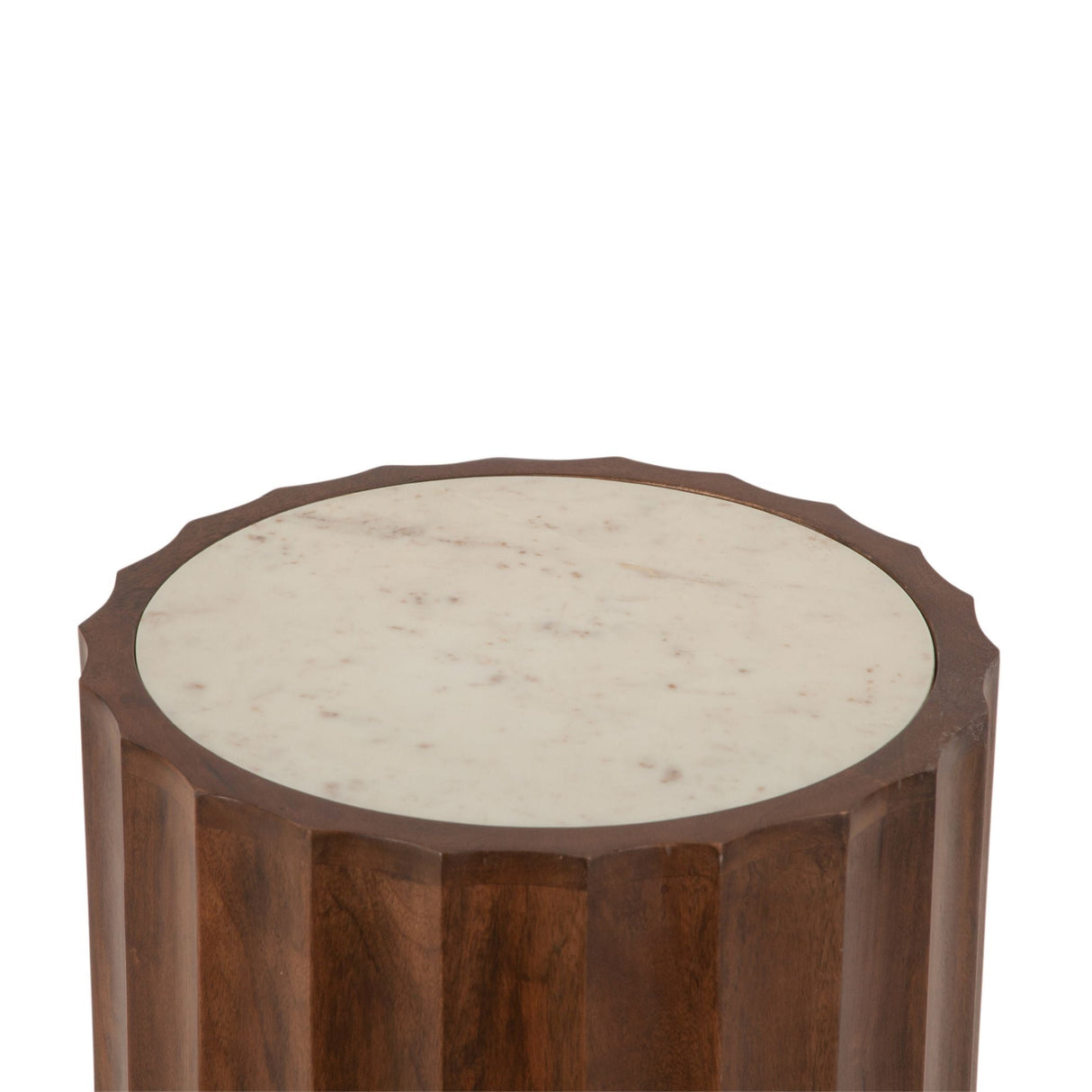 Palermo 18" Round Side Table with White Marble and Royal Brown Base by Home Trends & Design at Eve Furniture