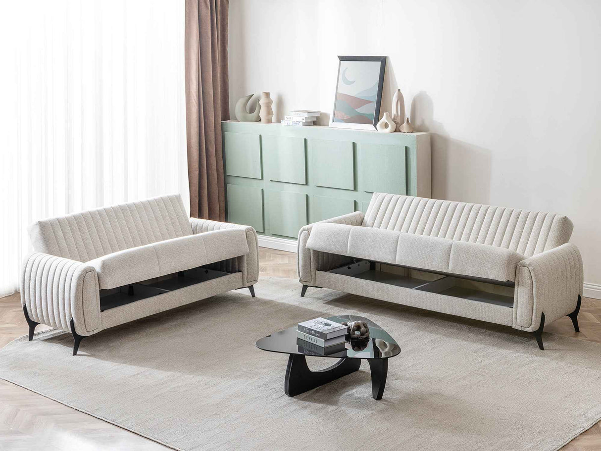 Palermo 3-pieces (Sofa & Loveseat & Chair) Livingroom Set in Cream