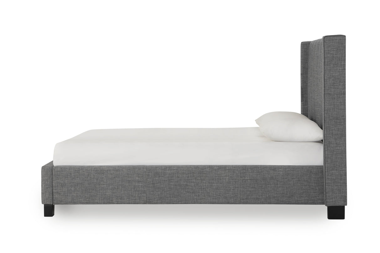 Palermo Upholstered Wingback Platform Bed in Dark Stone by Modus Furniture at Eve Furniture