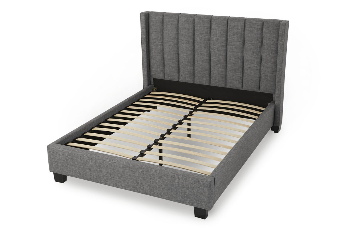 Palermo Upholstered Wingback Platform Bed in Dark Stone by Modus Furniture at Eve Furniture