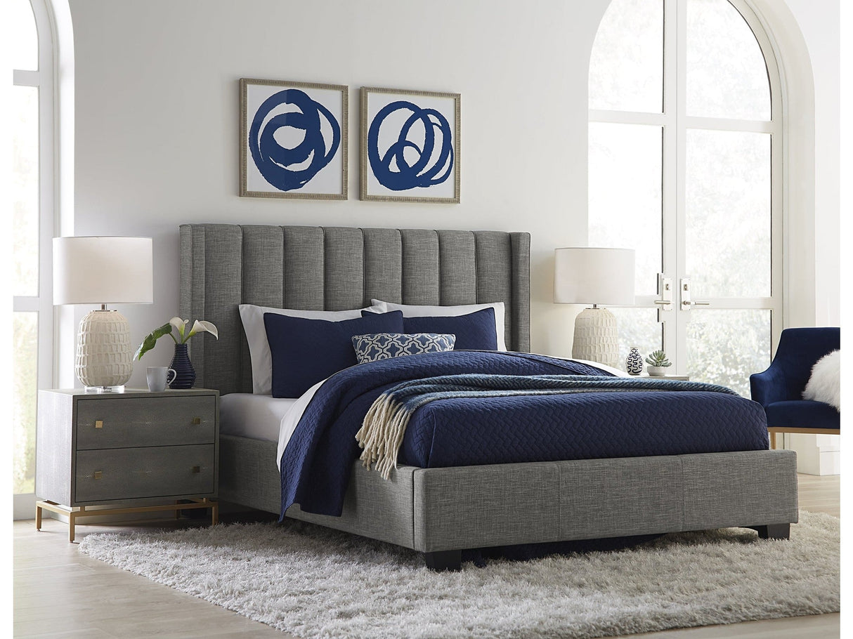 Palermo Upholstered Wingback Platform Bed in Dark Stone