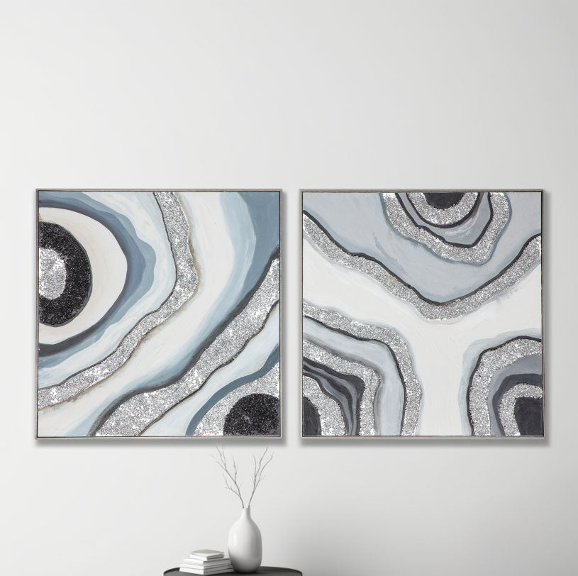 Palette Agate Allure Hand Painted Framed Diptych by Home Trends & Design at Eve Furniture