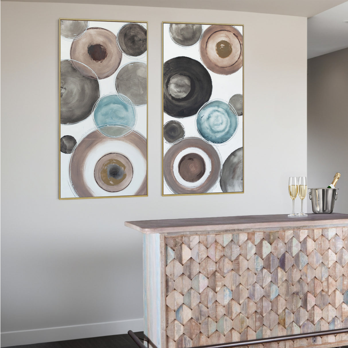 Palette Delicate Dishes Hand Painted Framed Diptych by Home Trends & Design at Eve Furniture