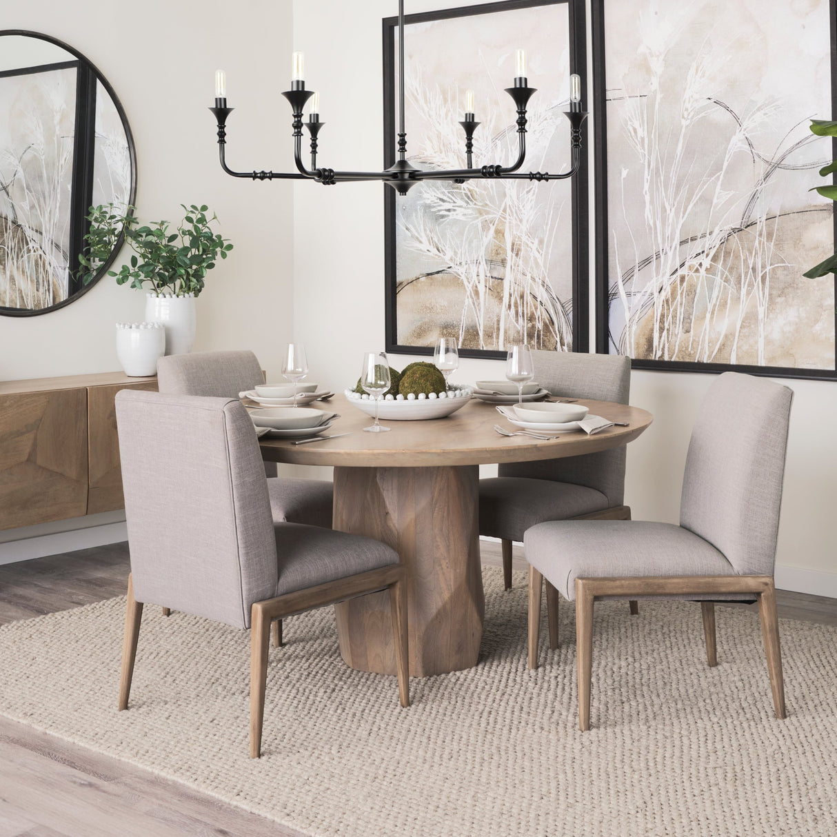 Palisades Gray Upholstery w/ Solid Wood Armless Dining Chair, Set of 2 by Mercana at Eve Furniture