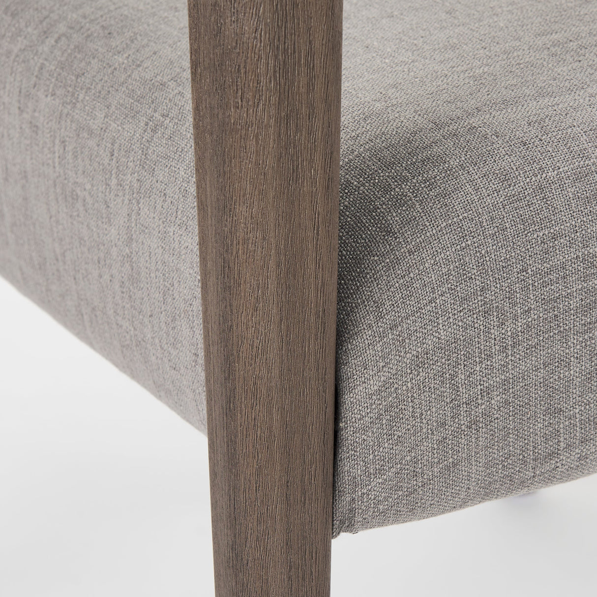 Palisades Grey Fabric Wrap Brown Wooden Frame Dining Chair by Mercana at Eve Furniture