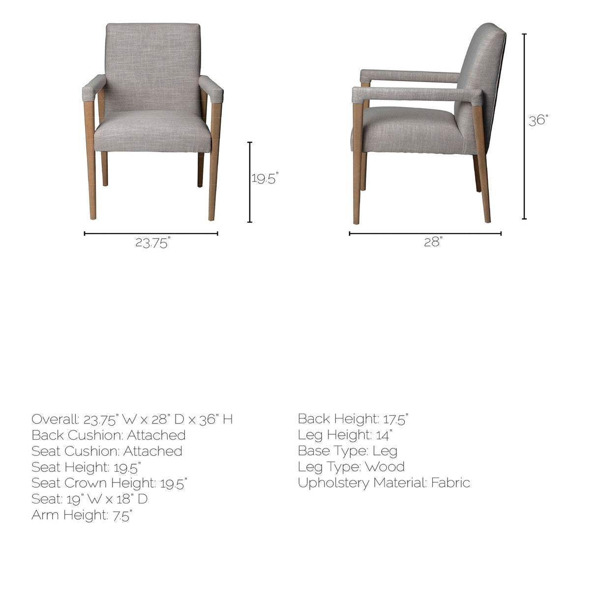 Palisades Grey Fabric Wrap Brown Wooden Frame Dining Chair by Mercana at Eve Furniture