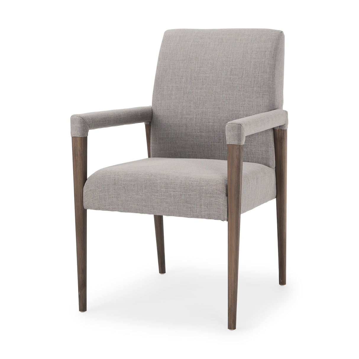Palisades Grey Fabric Wrap Brown Wooden Frame Dining Chair by Mercana at Eve Furniture