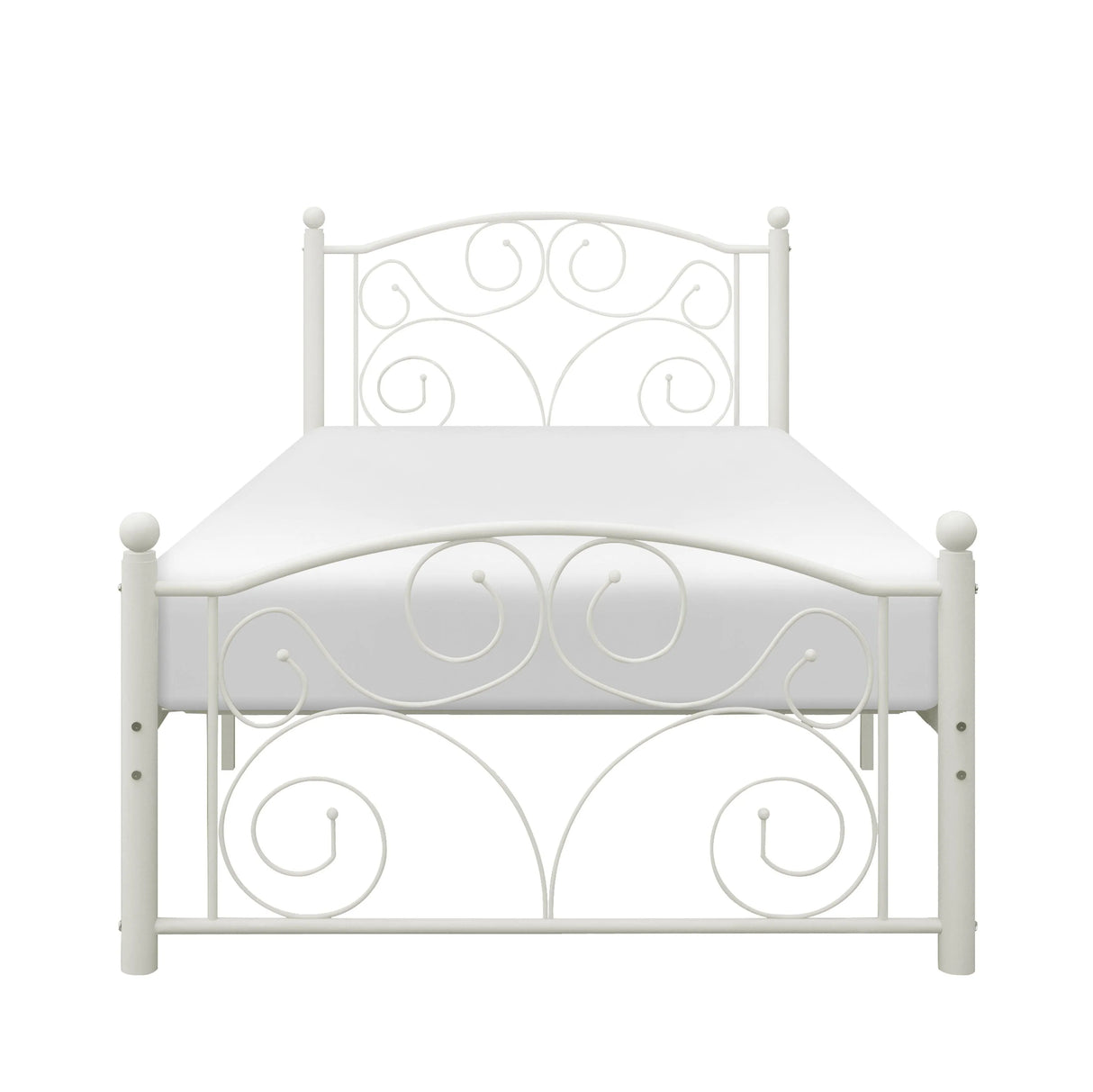 Pallina White Twin Metal Platfom Bed by Homelegance at Eve Furniture