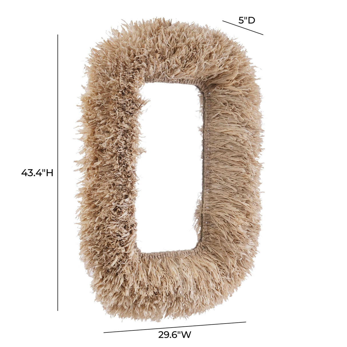 Palm 29.6"x43.4" Natural Sisal Rectangular Wall Mirror by TOV Furniture at Eve Furniture