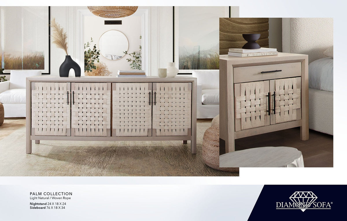 Palm Light Natural Wood Nightstand by Diamond Sofa at Eve Furniture