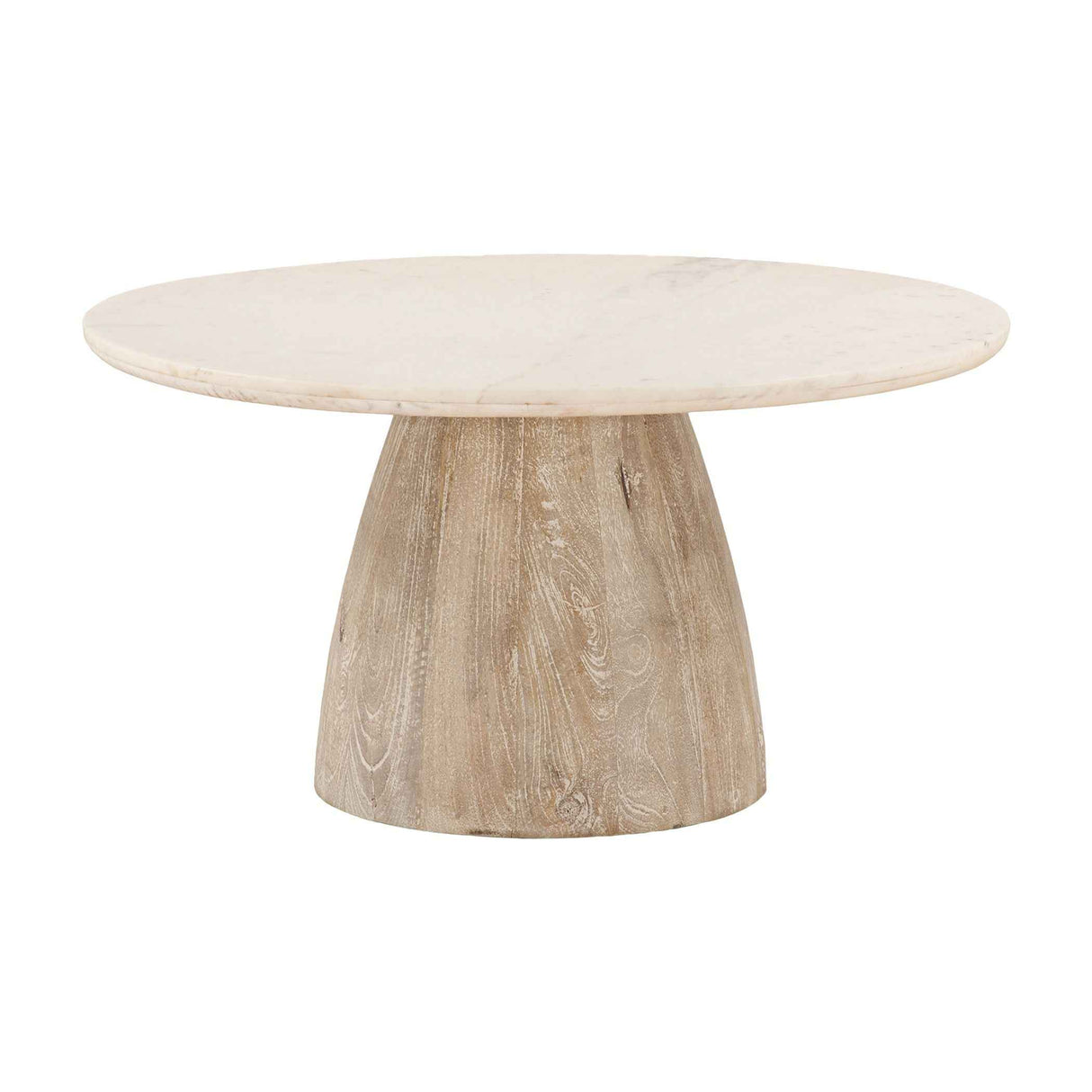 Palm Springs 36" Coffee Table with White Marble and Whitewash Modern Base by Home Trends & Design at Eve Furniture