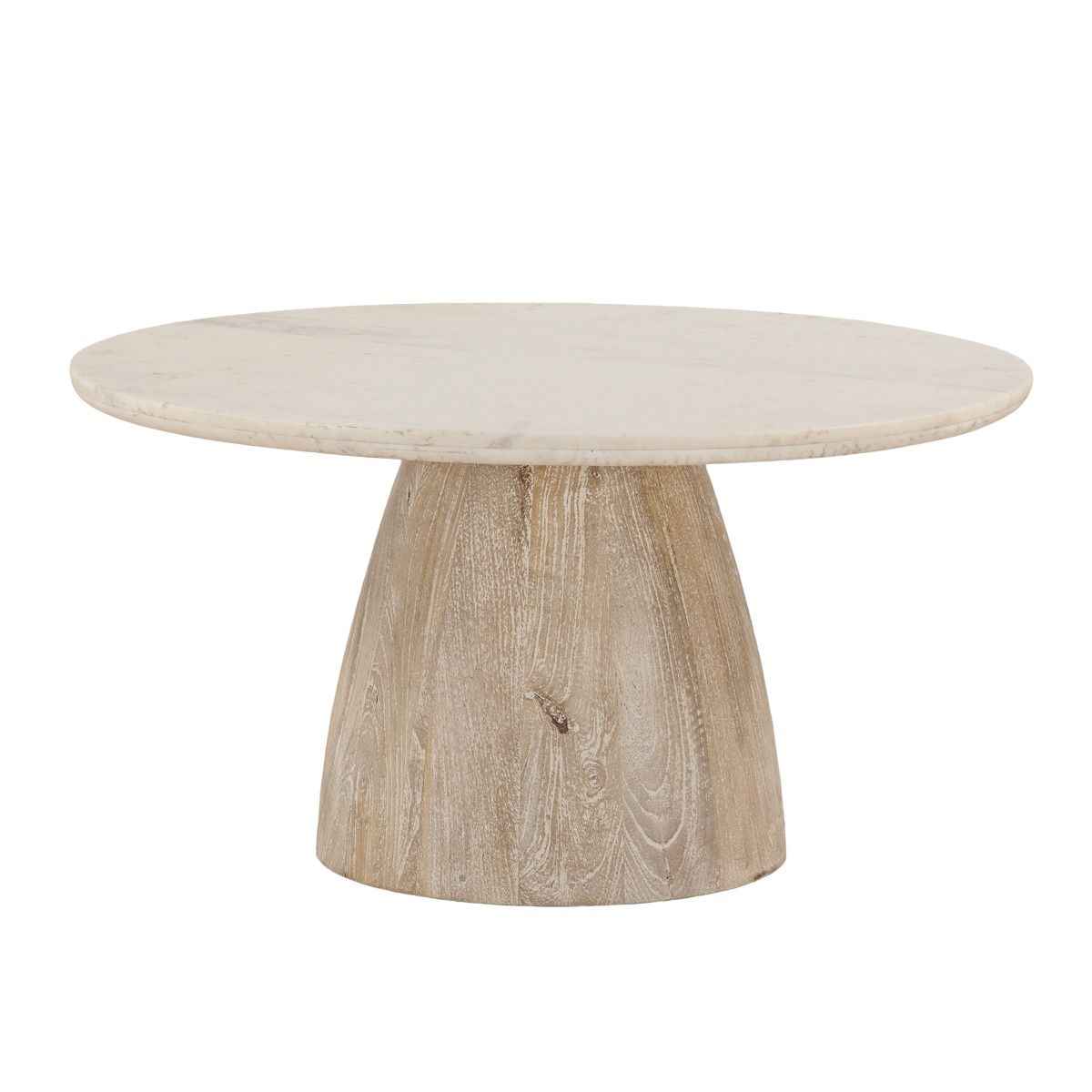 Palm Springs 36" Coffee Table with White Marble and Whitewash Modern Base by Home Trends & Design at Eve Furniture