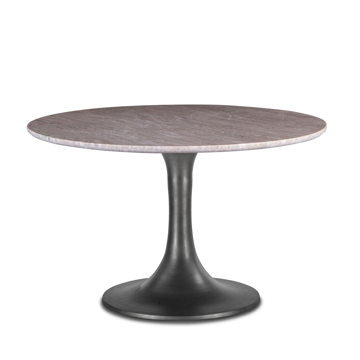 Palm Springs 48" Round Dining Table with Brown Lajaria Marble and Silver Base by Home Trends & Design at Eve Furniture