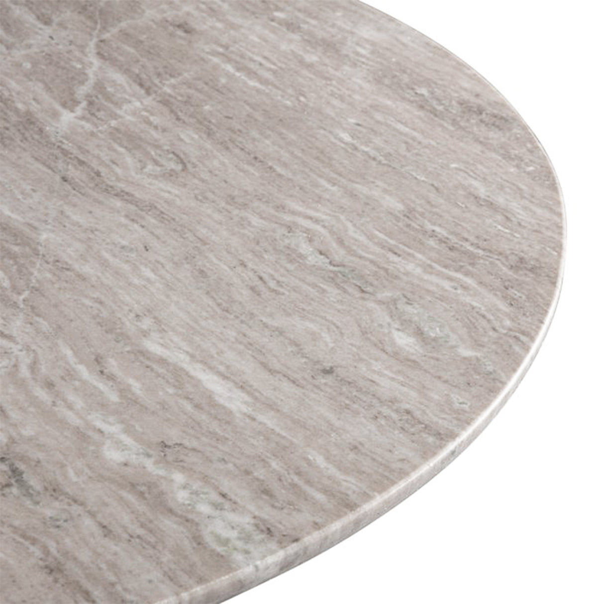 Palm Springs 48" Round Dining Table with Brown Lajaria Marble and Whitewash Modern Base
