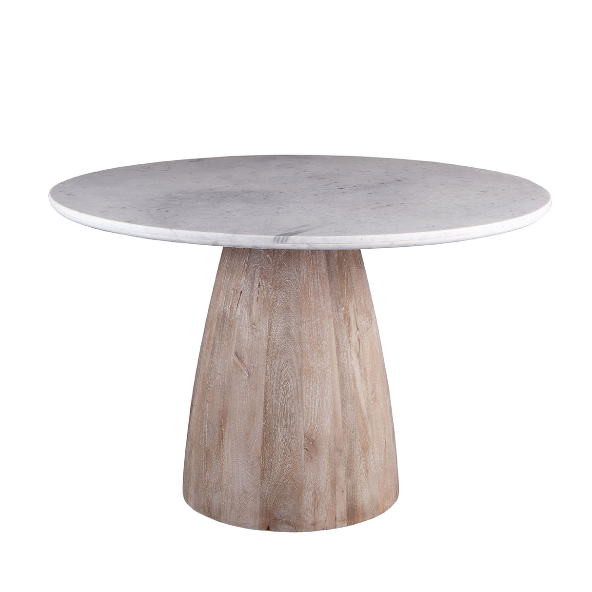 Palm Springs 48" Round Dining Table with White Marble and Whitewash Modern Base by Home Trends & Design at Eve Furniture