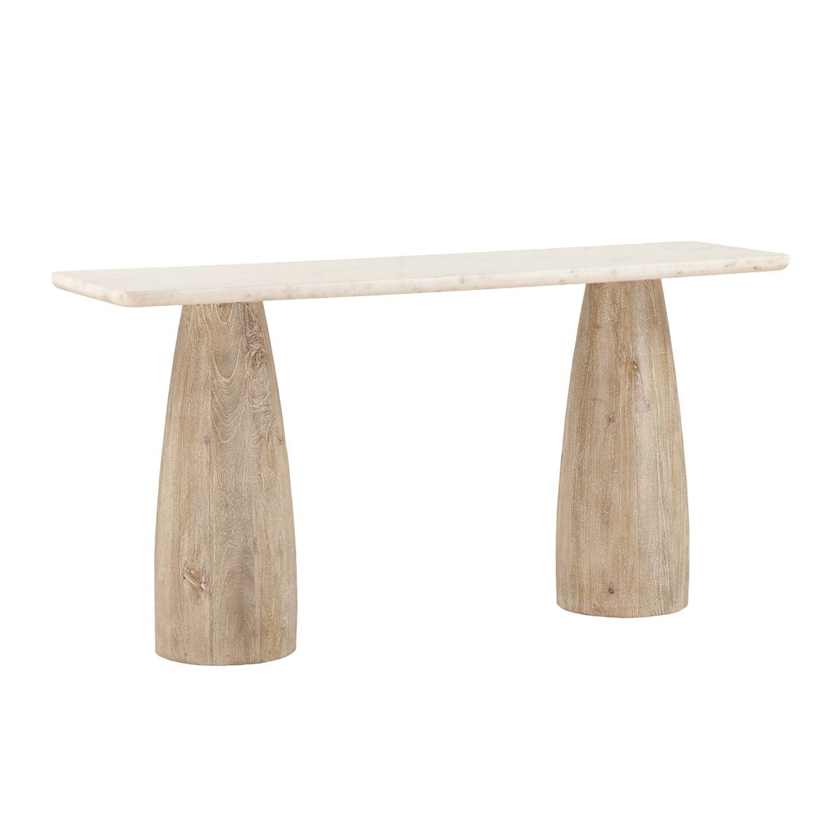 Palm Springs 60" Console Table with White Marble and Whitewash Modern Base by Home Trends & Design at Eve Furniture