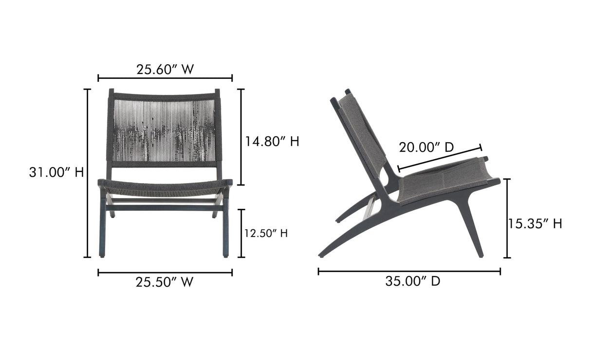 Palma Outdoor Lounge Chair Black by Moe's Home at Eve Furniture