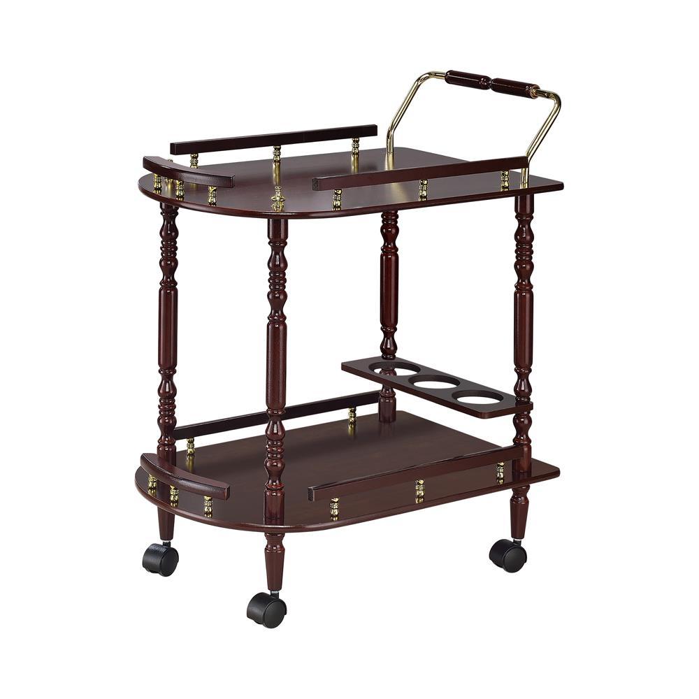 Palmer Merlot/Brass 2-Tier Serving Cart by Coaster at Eve Furniture