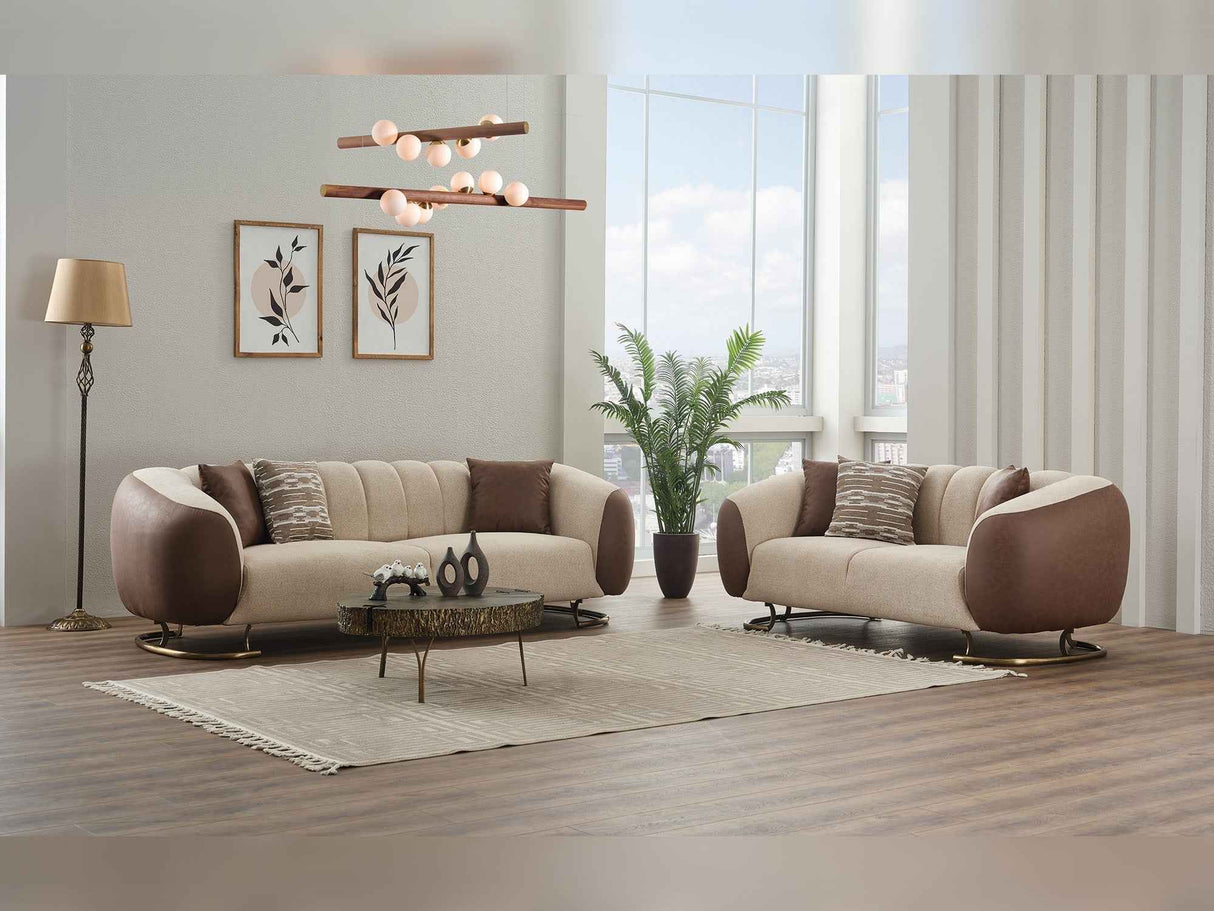 Palmera 3-pieces (Sofa & Loveseat & Chair) Livingroom Set in Cream by Furnia at Eve Furniture