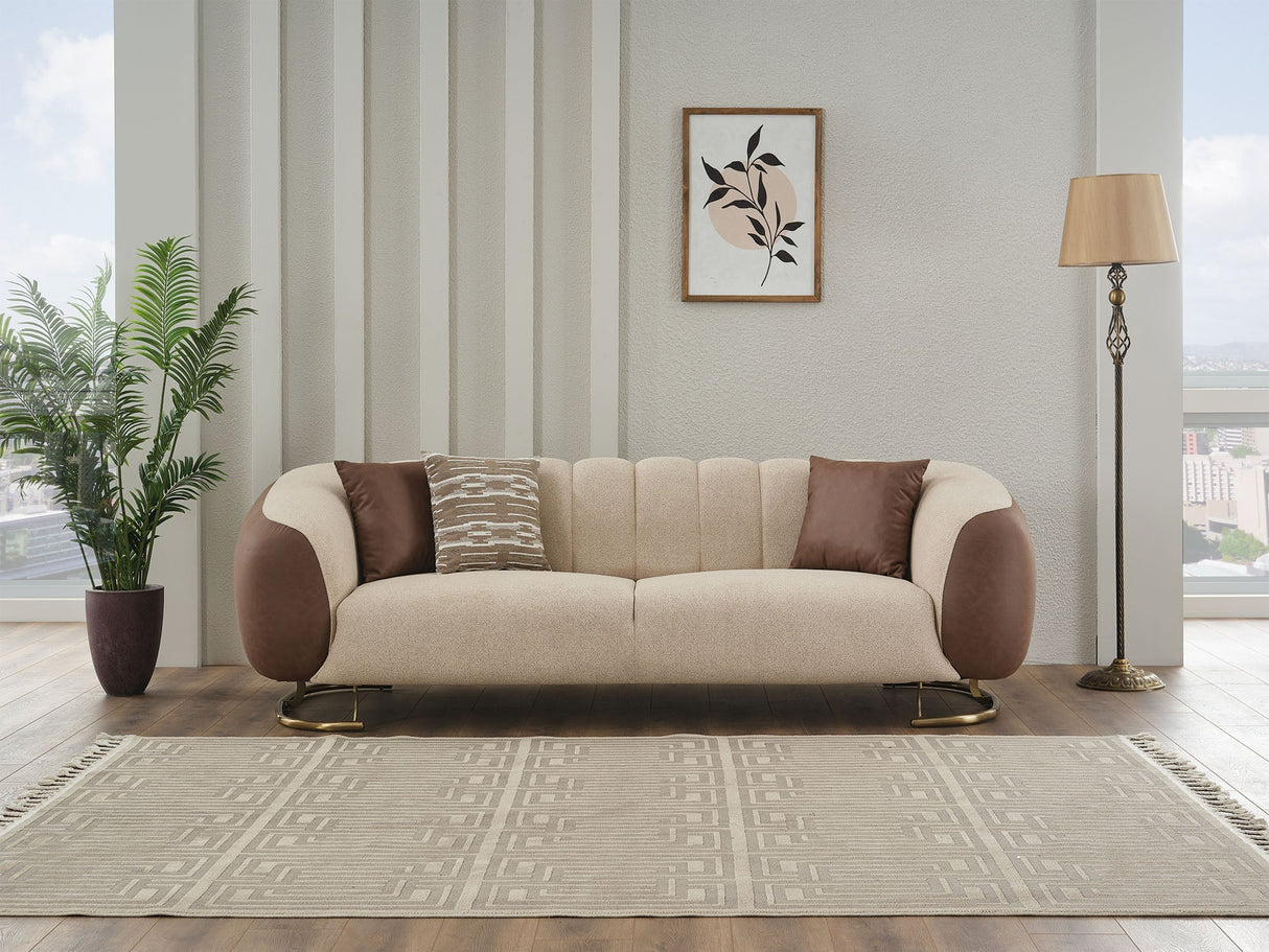 Palmera 3-pieces (Sofa & Loveseat & Chair) Livingroom Set in Cream by Furnia at Eve Furniture