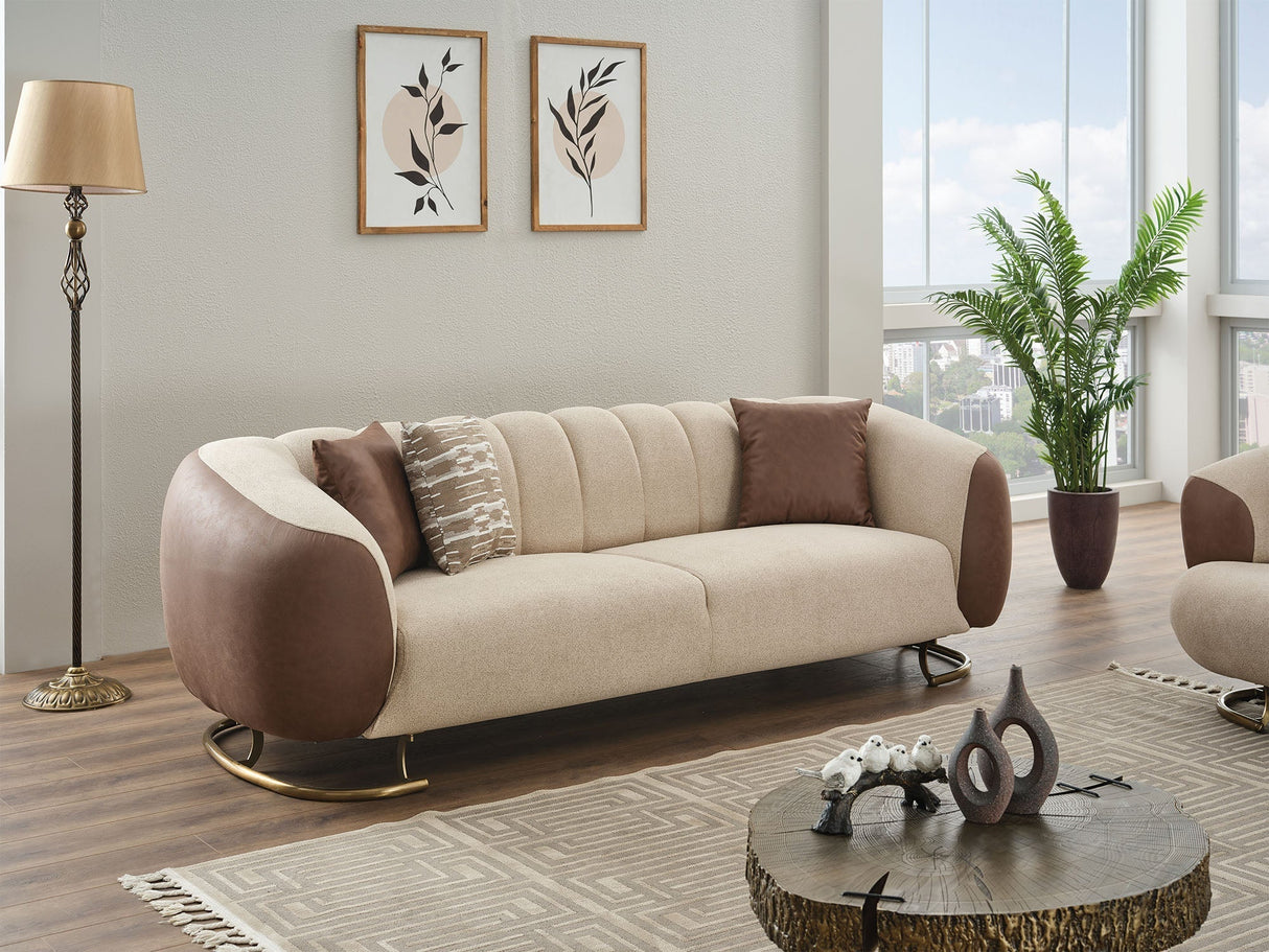 Palmera 3-pieces (Sofa & Loveseat & Chair) Livingroom Set in Cream by Furnia at Eve Furniture