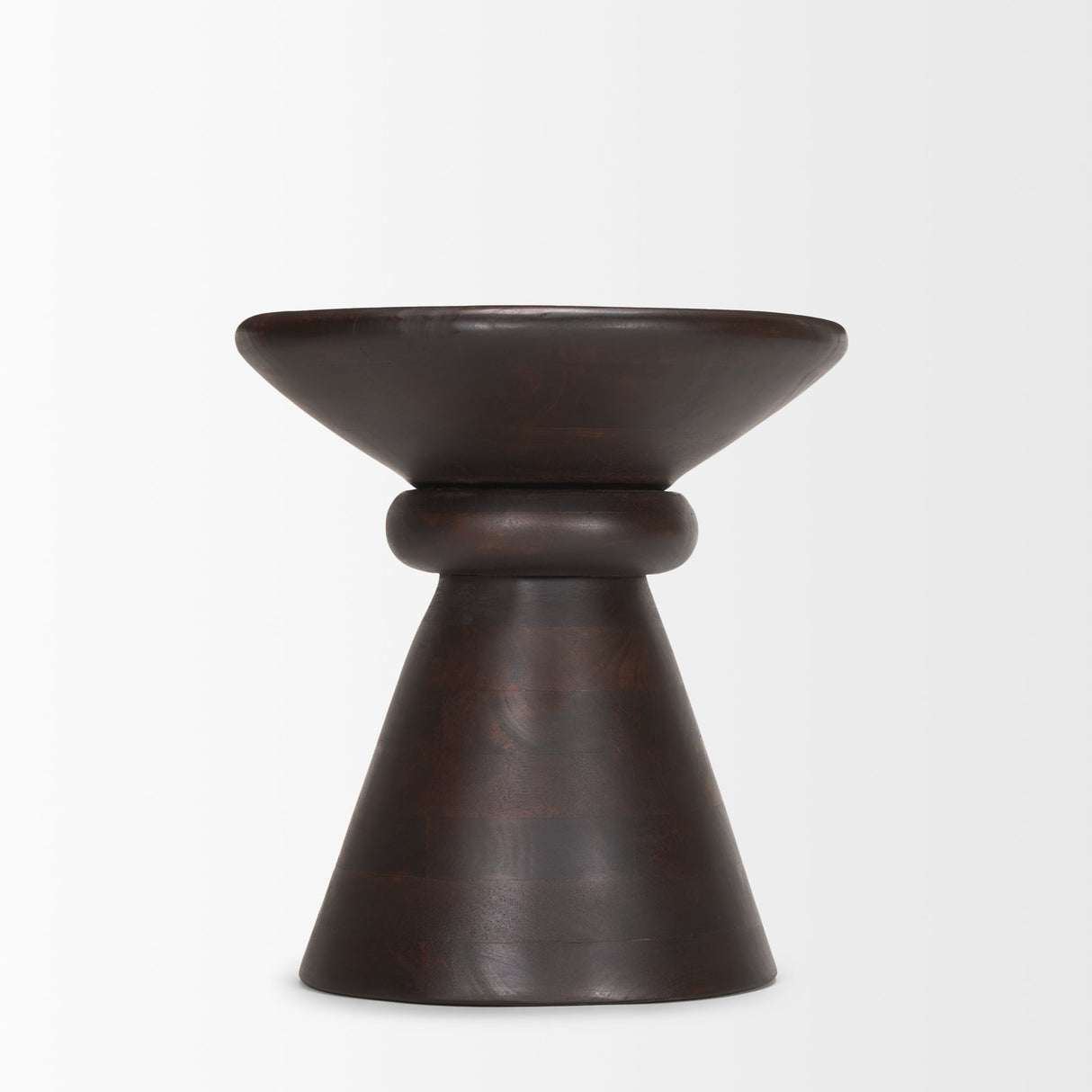 Palmera Dark Brown Wood Pedestal Accent Table by Mercana at Eve Furniture